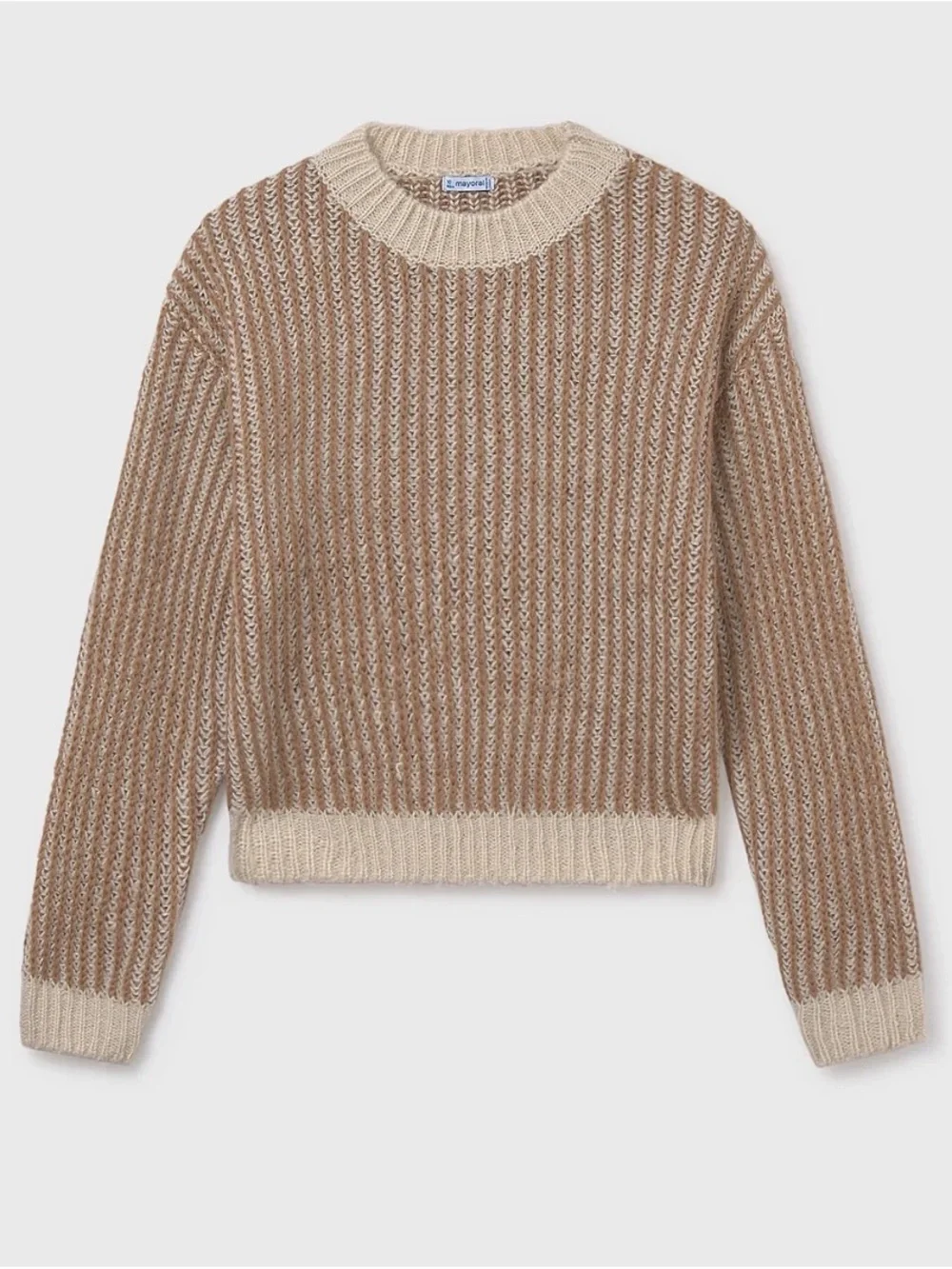NEW Mayoral Girls Tan & Cream Stripe Long Sleeve Sweater Size 8